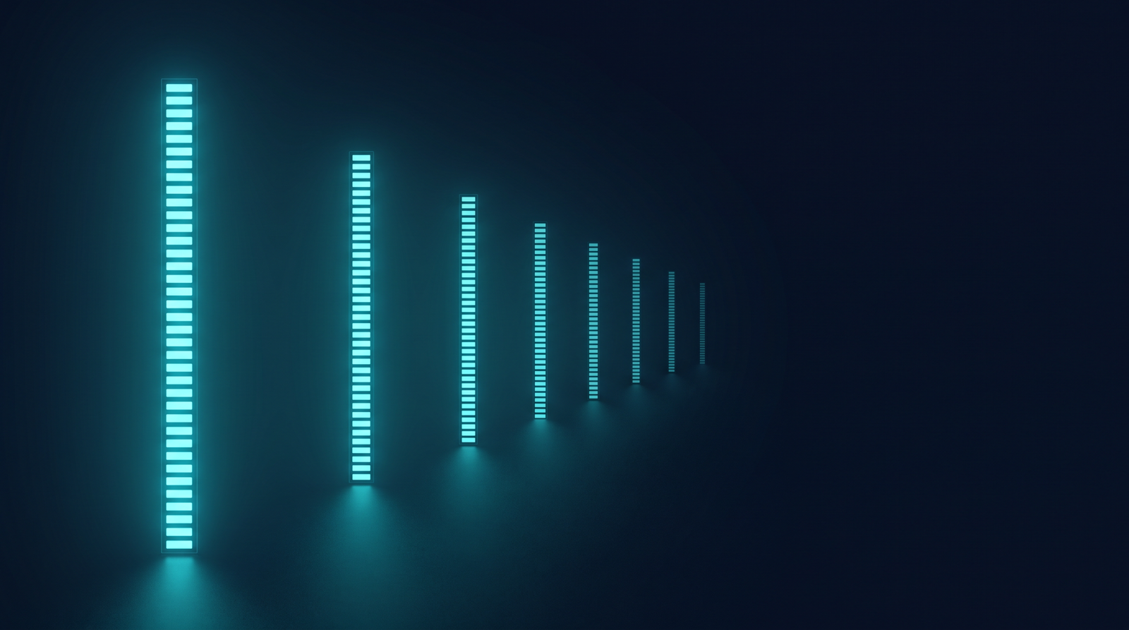 Stacked glowing segments receding into darkness